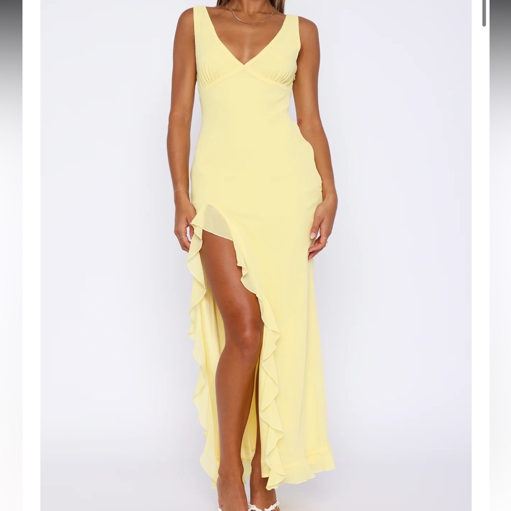White Fox Tell Me Everything Maxi Dress Lemon